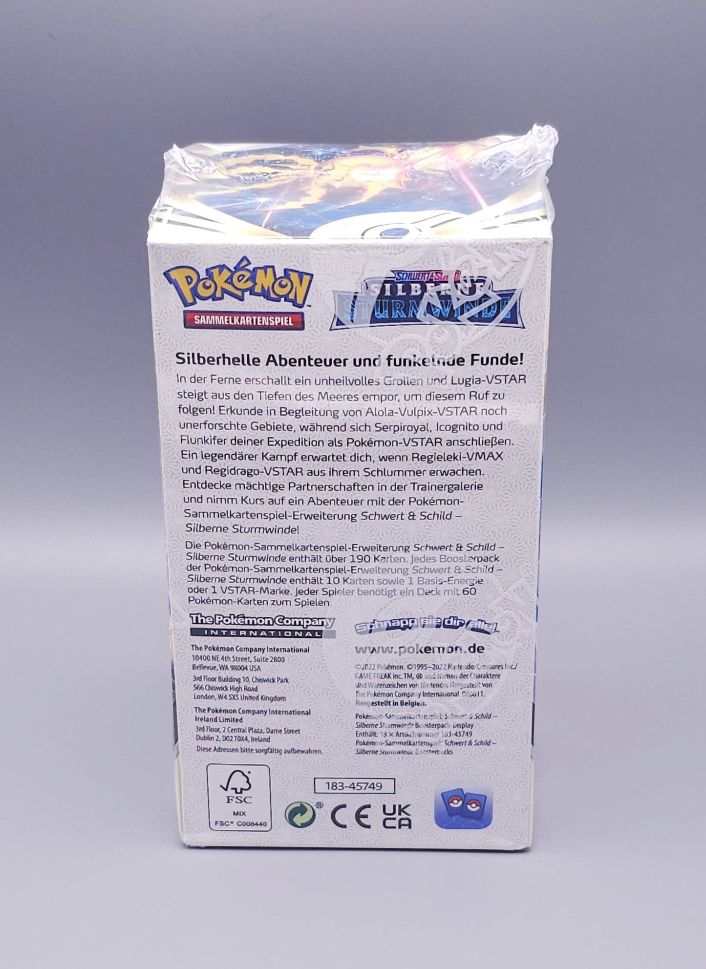 Pokemon SWSH12 Schwert & Schild: Silberne Sturmwinde | 18 Booster Pack Display | Deutsch