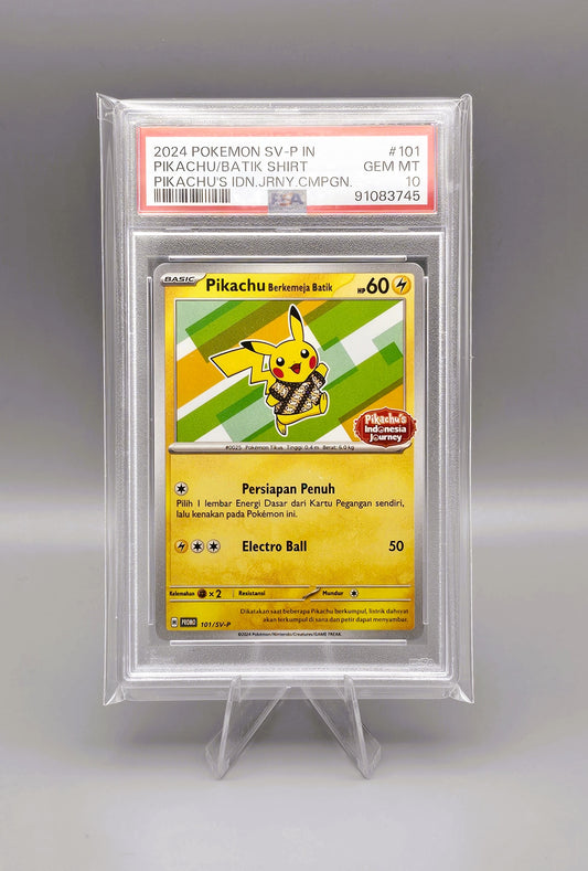 Pokemon Promo | Pikachu Berkemeja Batik SV-P #101 PSA10 | Indonesisch