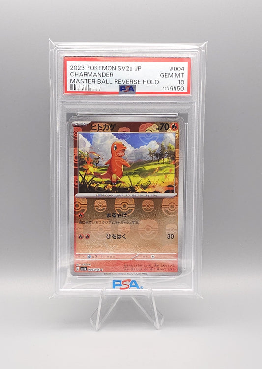 Pokemon 151 | Charmander Master Ball | sv2a 004 Reverse Holo | PSA10 | Japanisch